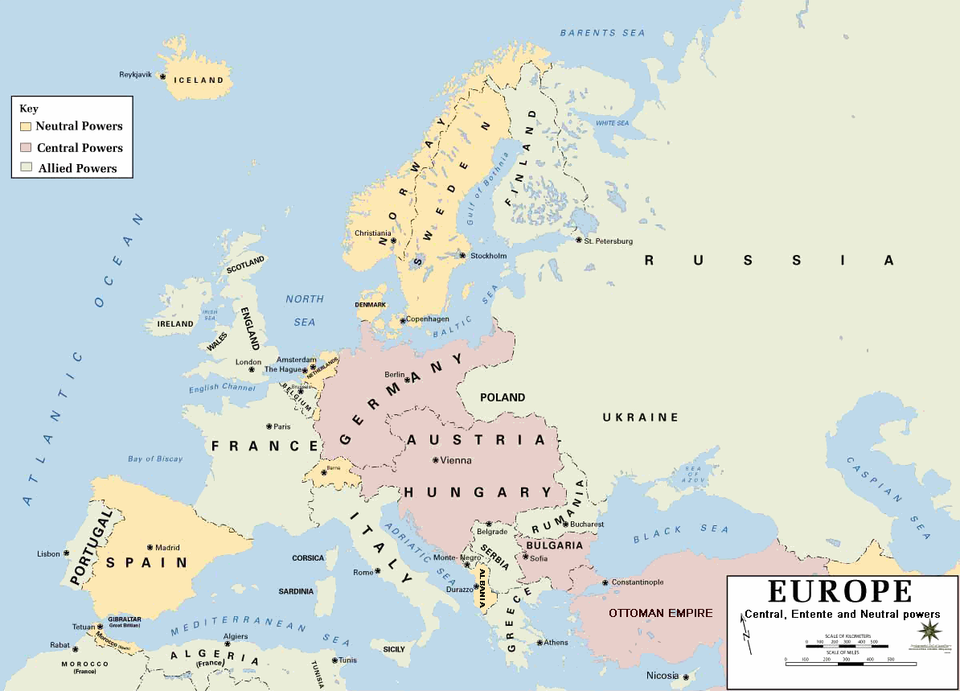 World War I Map (1914-1918)